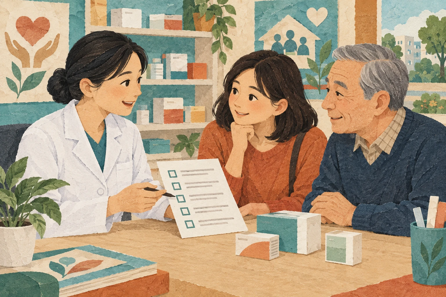 家人带药品清单向药师咨询